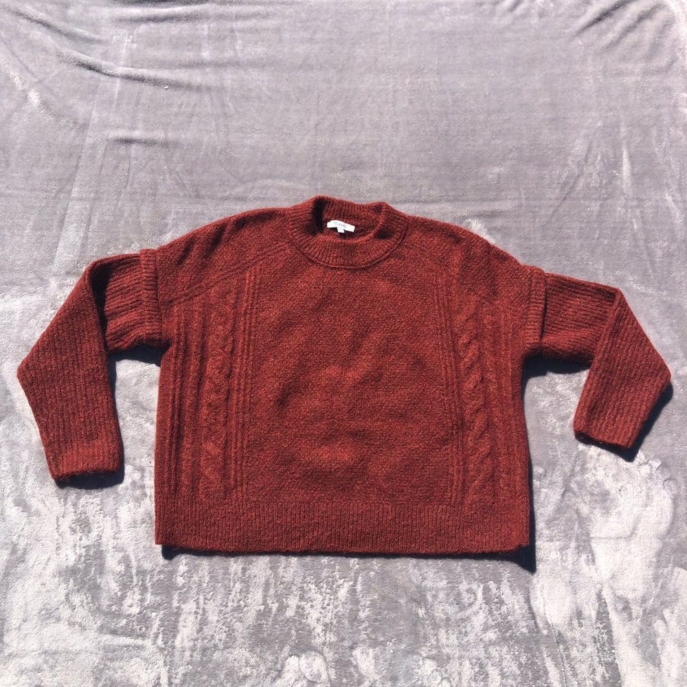 Madewell Sweater Womens Medium Wool Alpaca Blend Cable knit Ribbed Long Sleeve